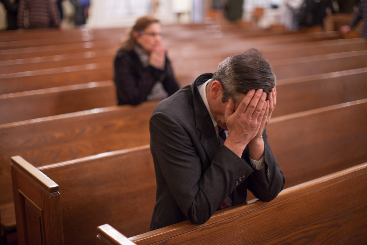 Photo Of Elderly Man Mourning At Church Pew After Adam Lanza San